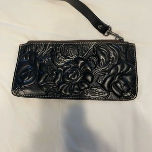 Black Flora Wristlet